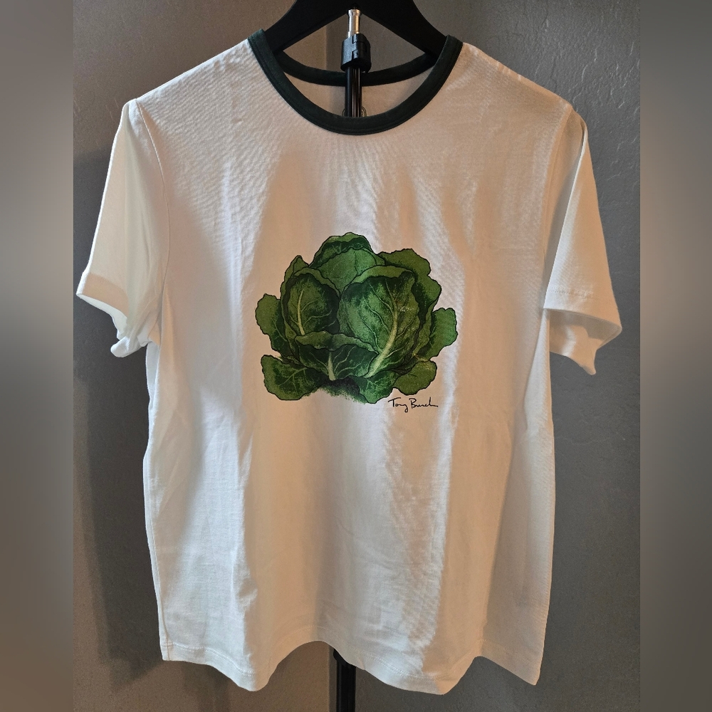 Tory Burch Lettuce Graphic Cotton T-Shirt Size M –mNWOT